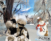bimbi sulla neve - Ingyenes animált GIF