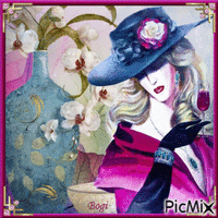 Lady in a hat... GIF animado