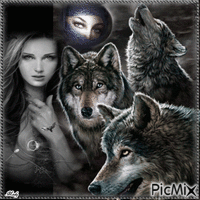 visages et loups - Free animated GIF