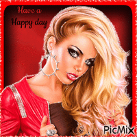 Lady in Red. Have a Happy Day Animated GIF