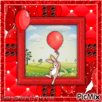 {Flying Balloon Bunny} анимированный гифка