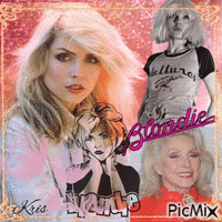 Debbie Harry en blanc, rose et orange - Ingyenes animált GIF