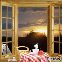lever du soleil dejeuner - Безплатен анимиран GIF