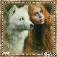 Le loup et la femme animoitu GIF