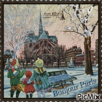 Hallo aus Paris unter dem Schnee - 無料png