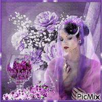 retrato mujer purple