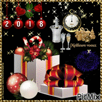 meilleurs voeux 2018 à toutes et tous κινούμενο GIF