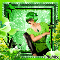 green bow GIF animé