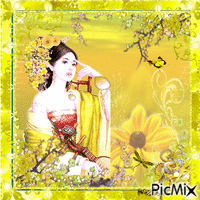 girl in yellow - Ingyenes animált GIF