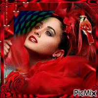Femme en rouge - Gratis animerad GIF