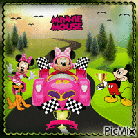 Minnie Mouse Gewinner des Rennens анимированный гифка