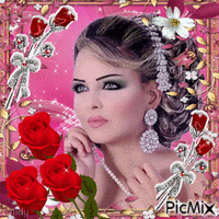 Femme et rose - Bezmaksas animēts GIF