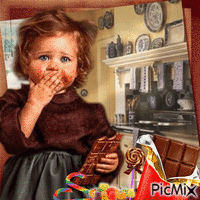 Kind und Süßigkeiten - Free animated GIF
