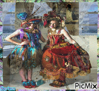 Portrait Women Colors Deco  Glitter Fashion κινούμενο GIF