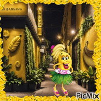 Banana girl - GIF animado gratis