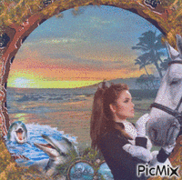 Une Femme et son cheval - GIF animé gratuit