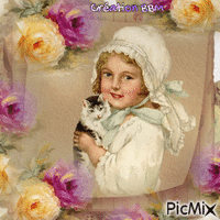 Portrait fillette vintage par BBM - GIF เคลื่อนไหวฟรี
