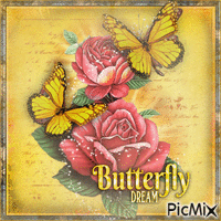 butterfly dream vintage animovaný GIF