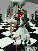 Bailarinas de ajedrez geanimeerde GIF