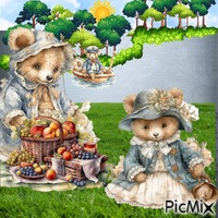 Picknick  teddy bears - GIF animé gratuit