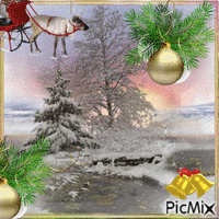 paysage d hiver et de Noel - GIF animado grátis