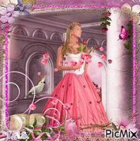 Retro lady in pink - Free animated GIF