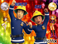 Arnold and Ellie from Fireman Sam анимиран GIF