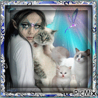 in the company of cats....for Deborah <3 Gif Animado