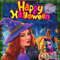 Concours : Happy Halloween coloré - Безплатен анимиран GIF