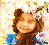 HD enfant / fleurs - GIF animé gratuit