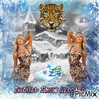 Excited Snow Leopard animowany gif