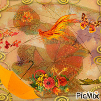 Umbrella/Butterfly Woman анимированный гифка