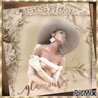 Portrait d'une femme glamour ( tons beige ) - Free animated GIF