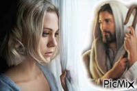 jesus  and woman animovaný GIF