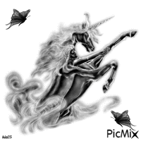 cheval et papillons Animated GIF
