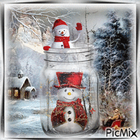 Snowman fallen snow - Ingyenes animált GIF