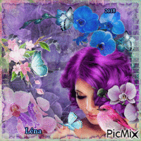 Concours du moment > Portrait d'une femme aux cheveux de couleur violette - GIF animé gratuit