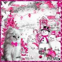 Pink Christmas - cat𖤐 - GIF animé gratuit