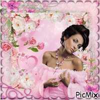 femme en rose (pas de portrait) - Free animated GIF