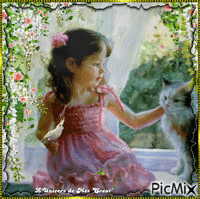 petite fille à la fenêtre - Free animated GIF