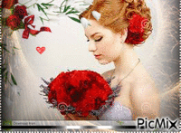 Concours Femme fleurs rouges - Бесплатный анимированный гифка