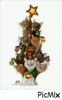 Christmas cat tree animovaný GIF