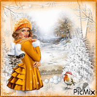 patineuse en hiver - Free animated GIF