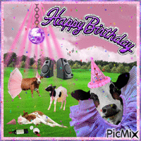 Birthday Cow Jam animerad GIF