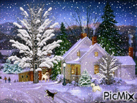 Maison ,neige animovaný GIF