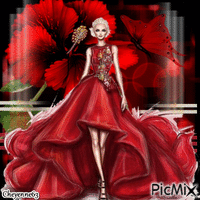 La Femme en rouge анимированный гифка