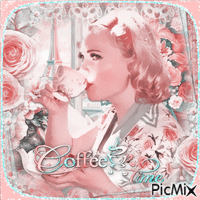 Woman coffee vintage - Ücretsiz animasyonlu GIF