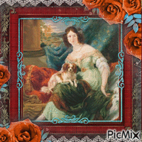 VINTAGE WOMAN WITH DOG アニメーションGIF