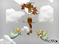 Jesus Dancing in the Clouds with All his Glory GIF animata