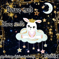 douce nuit bisou étoilé petit lapin - GIF animado gratis